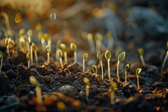 germinating seeds and sprouting plants symbolizing new life and growth modern agriculture concept