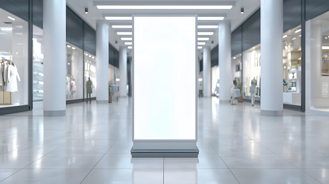 Department store with blank space board for service and product advertisement. AI