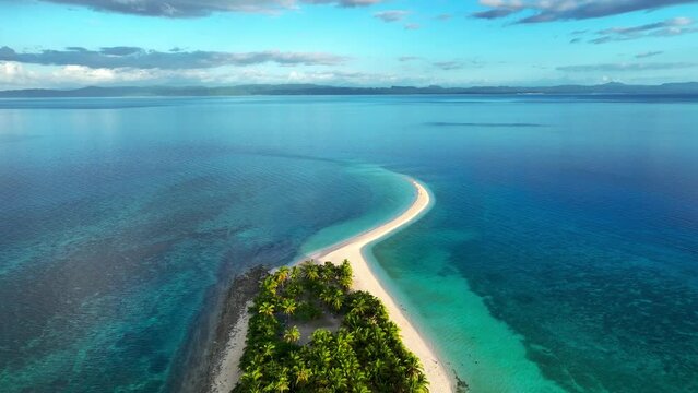Aerial view of tranquil Kalanggaman beach, Palompon, Philippines.