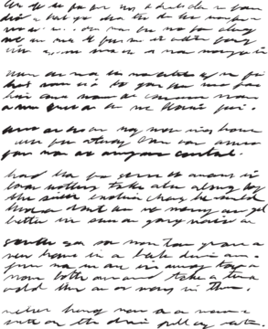 手写的文章、日记条目、日志条目，字迹凌乱，潦草的手稿，真实手写，带有完全难以辨认、胡言乱语的字词和措辞。完全无法阅读