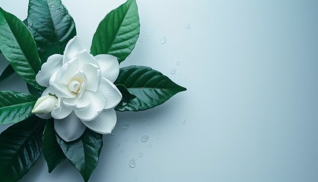 White gardenia closeup on white background