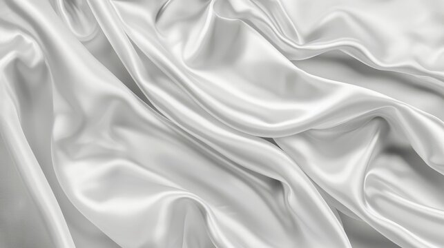 Smooth, blurred satin background with white and gray tones, creating a natural and sophisticated fabric texture