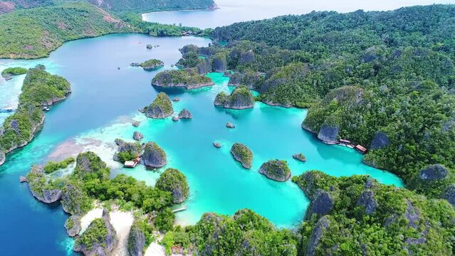 Aerial view of Pianemo Islands, Raja Ampat, West Papua, Indonesia