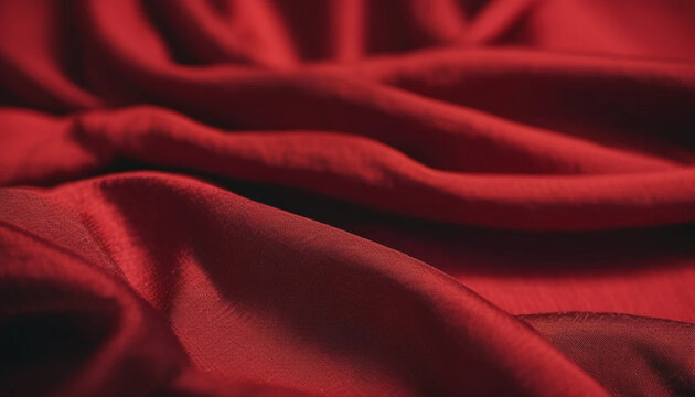 Red natural draped linen as a background. 