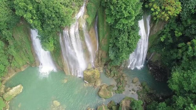 Beautiful scenery of Cikaso Waterfall hidden in the tropical forest