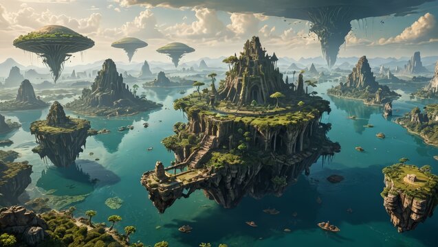 Fantasy Floating Island Landscape