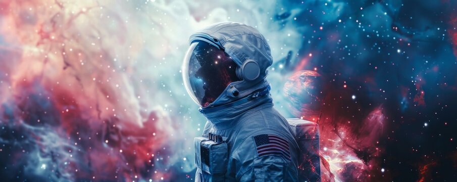 Cosmic galaxy traveler portrait, featuring space exploration themes and cosmic landscapes, hyperrealistic 4K photo.