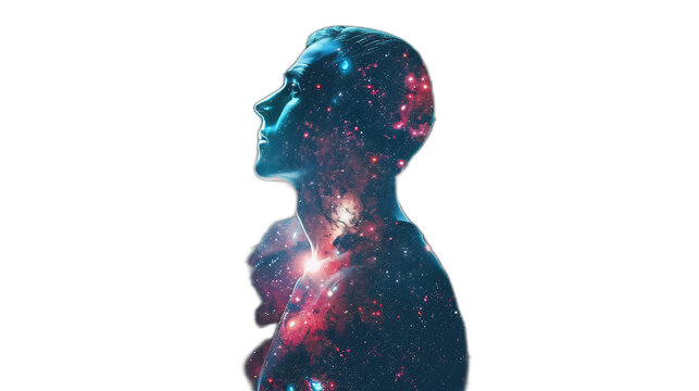 Human Silhouette Filled with Galaxy