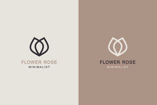 Minimal rose flower icon nature aesthetic logo design.	
