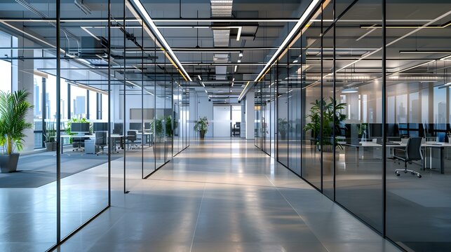 Office interior in high-tech style with minimalist image