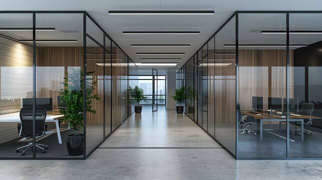 Office interior in high-tech style with minimalist img