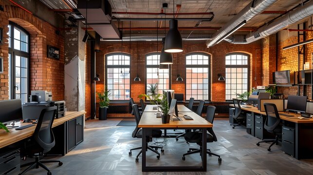 The office is minimalist in loft style img