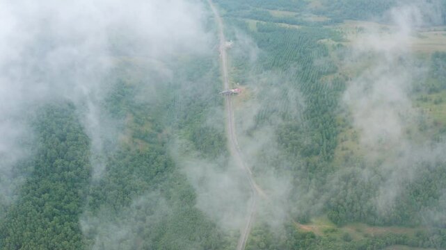 Aerial photography of clouds and fog in Huanggangliang Valley in Daxing'anling, Keshiketeng, Chifeng City