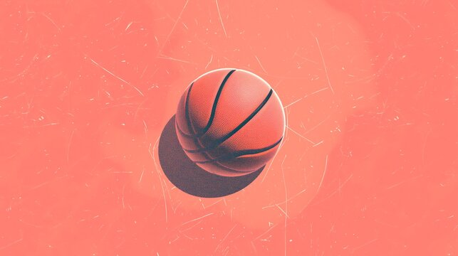 minimalist screen print poster style depiction of a basketball