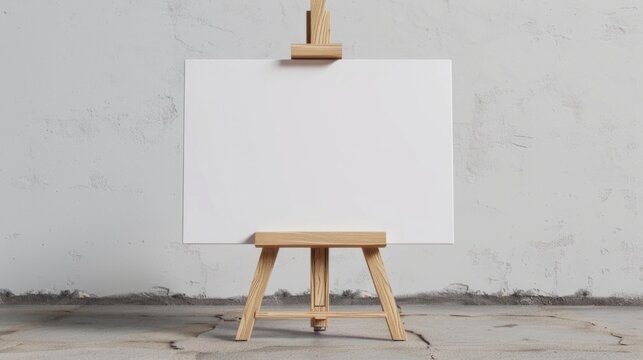 A wooden easel with a blank canvas, ready for artistic creation