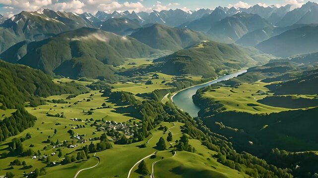 Aerial View of Alps Landscape
