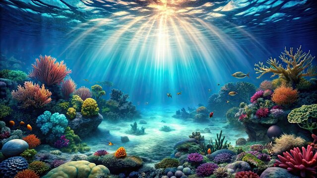 Undersea world Landscape underwater in the sea or ocean Marine nature background , Marine, Landscape, ocean, background, underwater