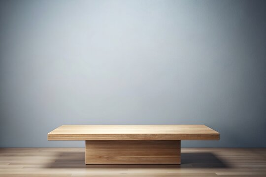 Empty minimal natural wooden table counter podium in a modern minimalist style , minimalist, counter, minimal, table, style, Empty, podium