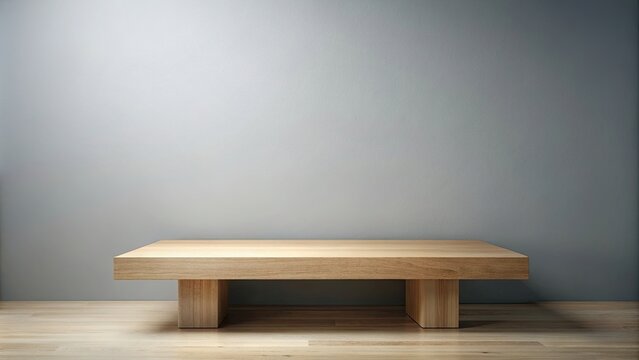 Empty minimal natural wooden table counter podium in a modern minimalist style , minimalist, modern, wooden, Empty, natural, minimal, podium