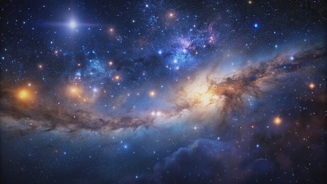 Dark cosmic starry sky background, universe, galaxies, astronomy, stars, night