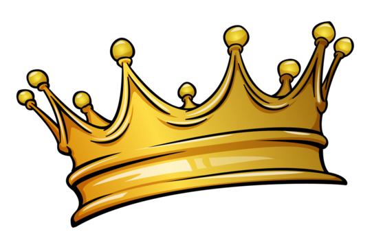 金色皇冠吉祥物。白色背景上的矢量插图。适用于标志、图标、海报、贴纸。