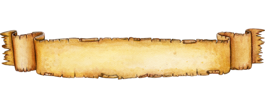 水彩手绘复古卷轴横幅