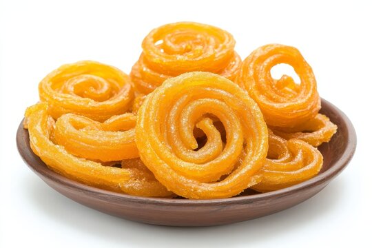 白色背景上孤立的印度小吃杰莱比