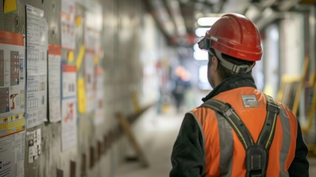 墙上贴满了详细介绍建筑工地常见伤害重要急救程序的海报和图表