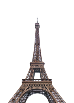 巴黎埃菲尔铁塔，透明背景孤立呈现。