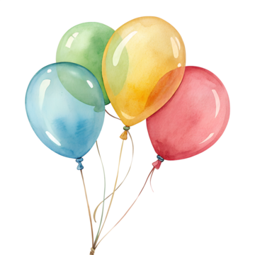 水彩气球孤立于透明背景上