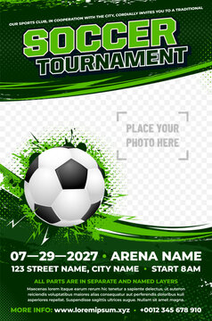 动态足球锦标赛海报模板，含足球元素