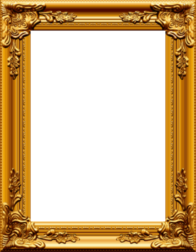 beautiful ornate realistic gilded gold picture painting frame upright portrait vector isolated on transparent background