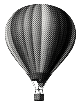 复古半色调粗糙纹理点状剪纸风孤立热气球拼贴元素（适用于混合媒体设计）