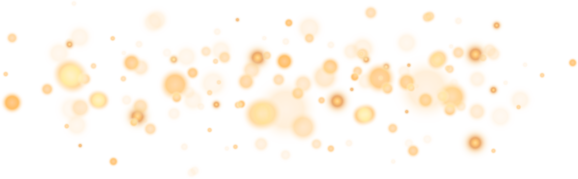 金色散景灯光（孤立呈现）。带金色闪光的PNG透明背景