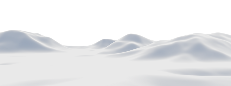 3D 白色雪山。雪地地形