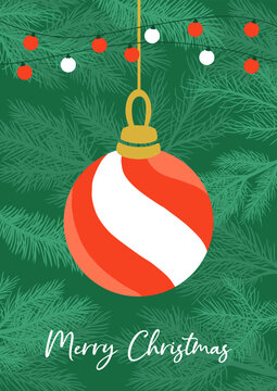 树上的红白装饰品