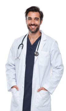 面带微笑的医生与听诊器