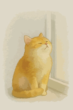 一只猫坐在窗边