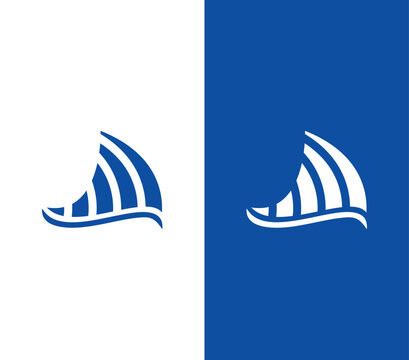 Abstract Sailboat Wave Logo Design