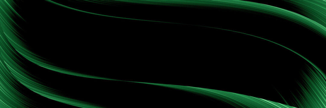 黑色与深绿色背景搭配渐变效果，呈现出带有模板金属质感、柔和线条、科技感渐变的抽象对角线背景，有银色、黑色，造型时尚且带有灰色调。