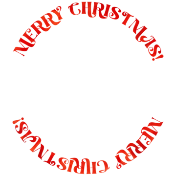 用于圆形设计的PNG水彩风格“圣诞快乐！”文字