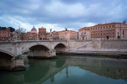 Sunset Skyline of Rome with Historic Domes
