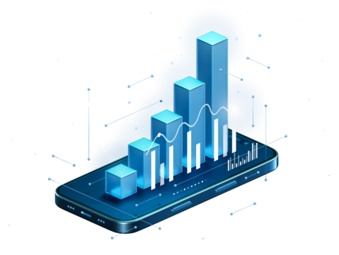 带有透明虚拟全息技术增强现实和虚拟现实界面的PNG格式3D智能手机增强现实图表