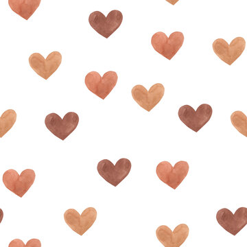适合儿童的水彩波西米亚风格爱心无缝图案插画
