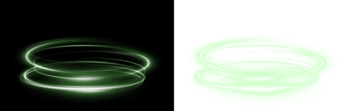 透明背景上的PNG格式霓虹绿色圆形发光叠加图