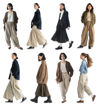 PNG Stylish modern fashion ensemble, element set on transparent background