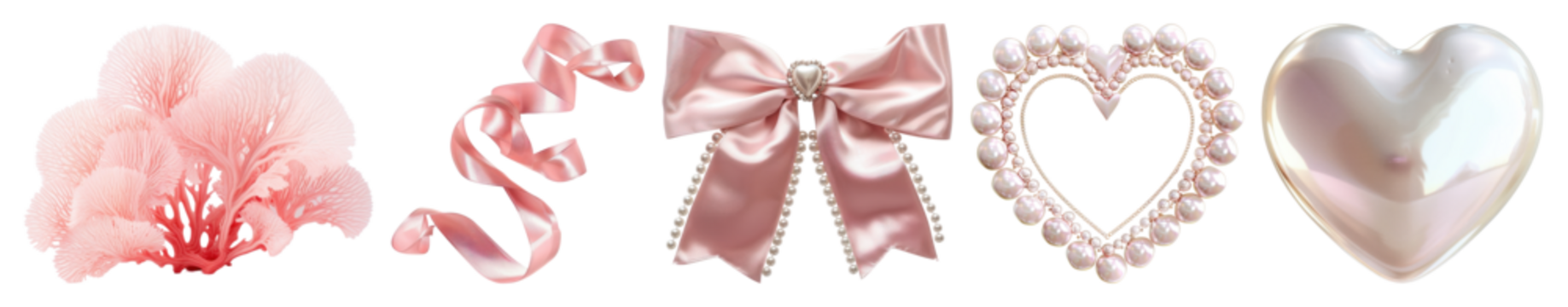 PNG 优雅粉色装饰元素，透明背景上的元素集