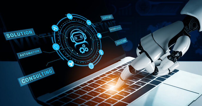 提供商业支持和客户服务解决方案的人工智能虚拟助手服务。一种实现全天候人工智能自动化以提高商业效率的理念。主题；