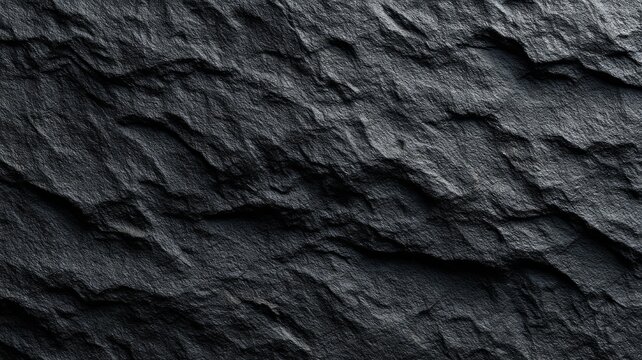 特写深灰色板岩纹理，展现天然的粗糙质感与细腻的明暗变化。深灰色调营造出粗犷的外观。未打光，更凸显表面细节。由神经网络人工智能生成