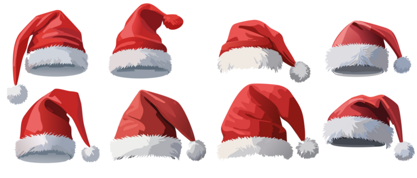 圣诞老人圣诞帽套装矢量平面设计（孤立元素）